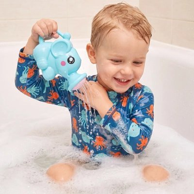 Jouet de bain​ éléphant bleu enfant s'amuse