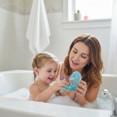Jouet de bain​ sirène bleue maman et enfant