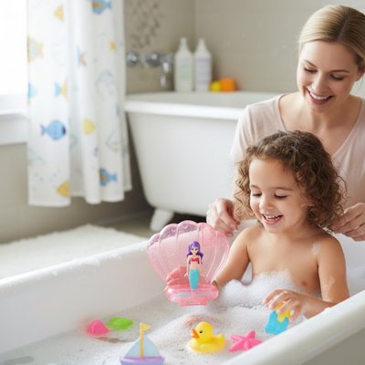 Jouet de bain​ sirène rose enfant bain maman