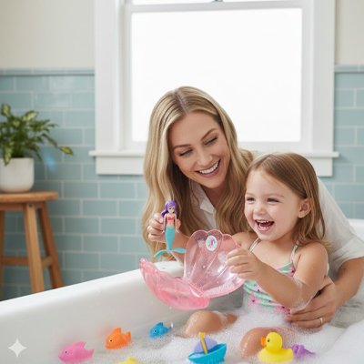 Jouet de bain​ sirène rose enfant prendre bain