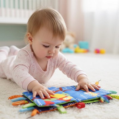 Livre bebe en tissus animaux tigre