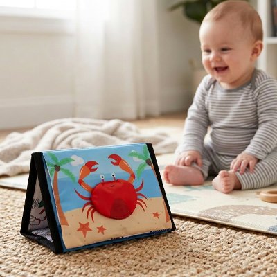 Livre bebe en tissus crabe