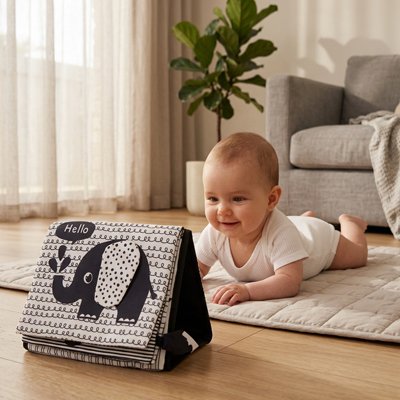 Livre bebe en tissus éléphant noir