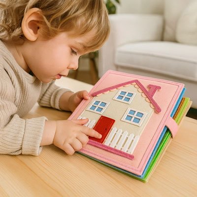 Livre bebe en tissus maison avec fillette