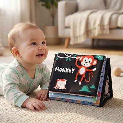 Livre bebe en tissus singe danse