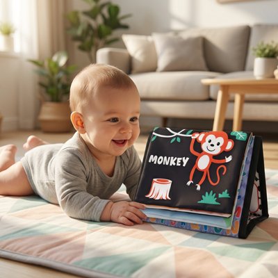 Livre bebe en tissus singe