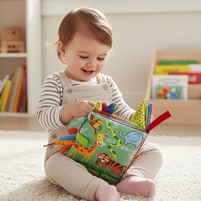 Livre bebe en tissus tigre girafe