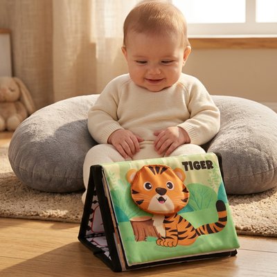 Livre bebe en tissus tigre