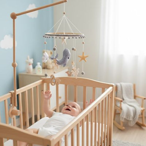 mobile bébé enfant sourit regardant 