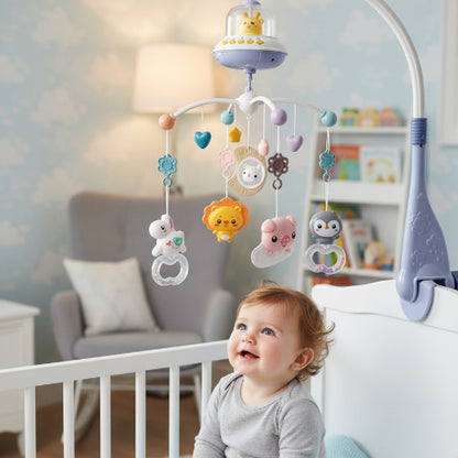 mobile bébé bleu enfant assit et regarde