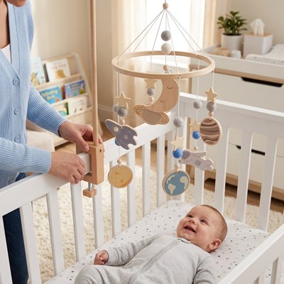 mobile bebe maman joue avec bebe