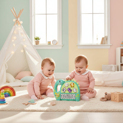 piano bébé dinosaure enfant maman