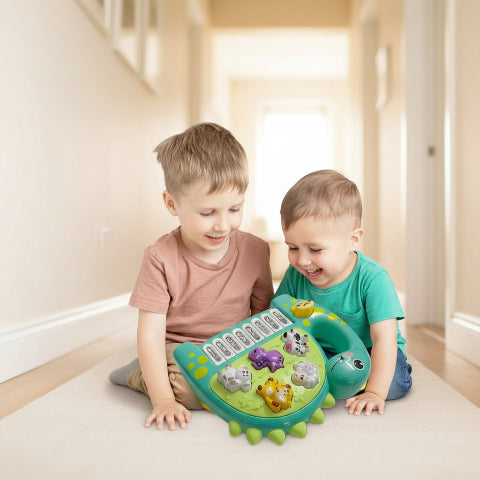 piano bébé dinosaure vert frère enfant