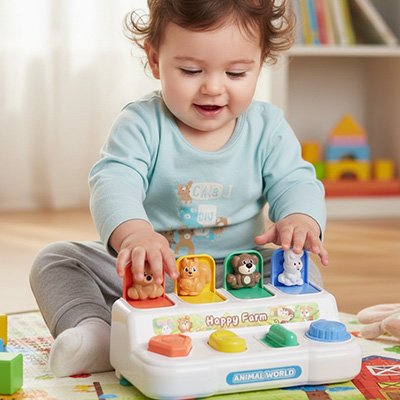 Piano bébé oursons enfant assit avec jouet