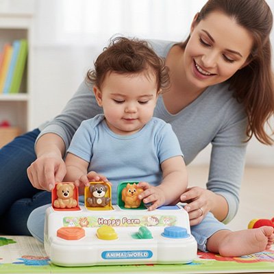 Piano bebe oursons maman et enfant s'amuse