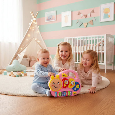 piano bébé rose chenilles chiffres