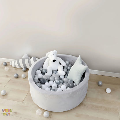 piscine à balle bébé gris avec oursons