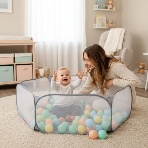 piscine à balle bébé gris maman et enfant