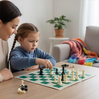 Plateau d'échec enfant avec maman