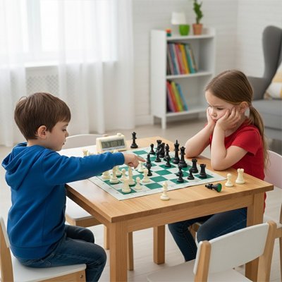Plateau d'échec enfants jouent