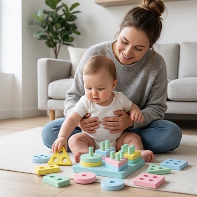 Puzzle en bois maman et bébé 
