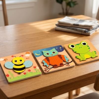 Puzzle enfant multicolore sur table