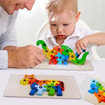 Puzzle enfant papa et fils joue ensemble