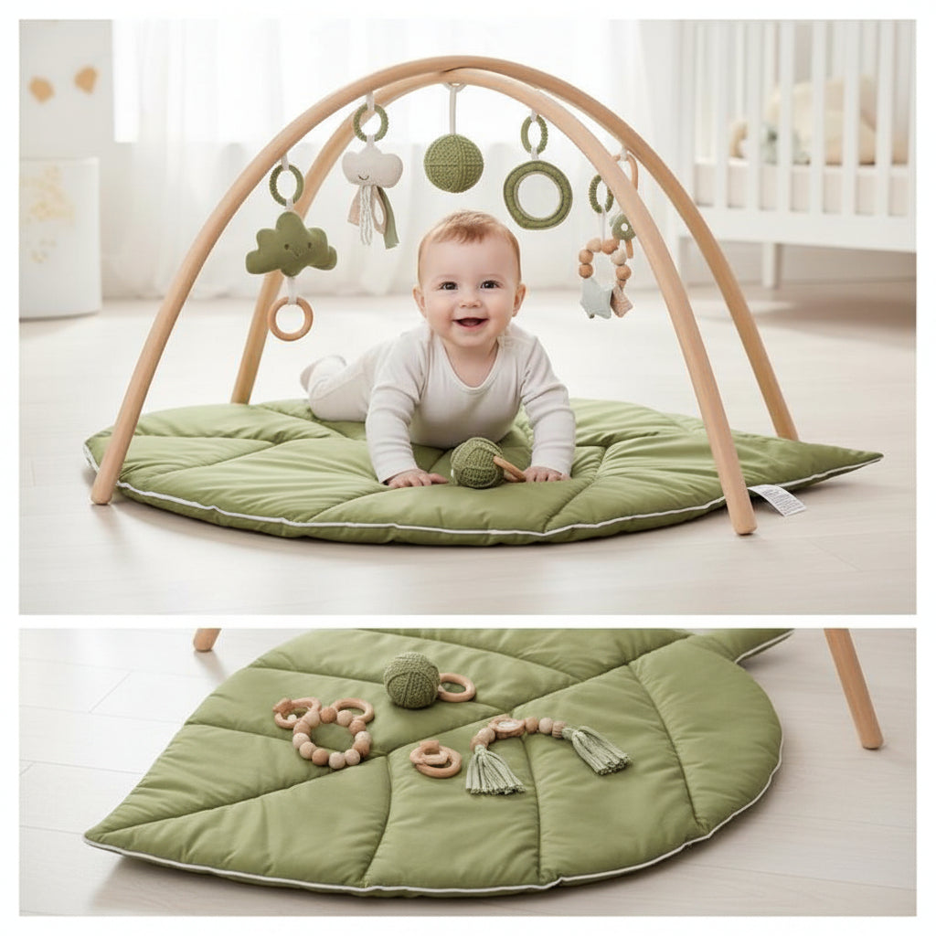 tapis d'éveil bébé avec enfant couché