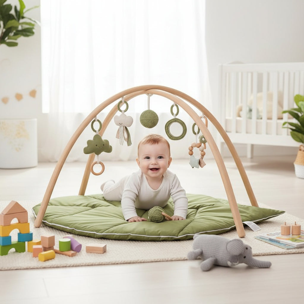 Tapis d'éveil bébé | Sensoriel 6 Jouets Feuille Magique
