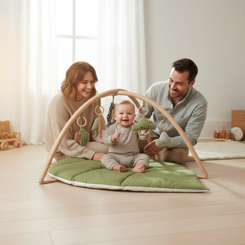 tapis d'éveil bébé heureux de jouer