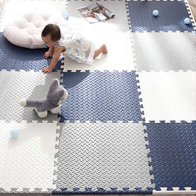 tapis d'éveil blanc bleu gris