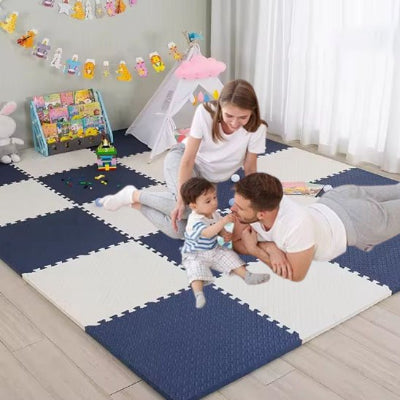 tapis d'éveil bleu blanc avec papa et maman