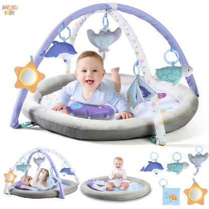tapis d'éveil pliable bleu et bébé
