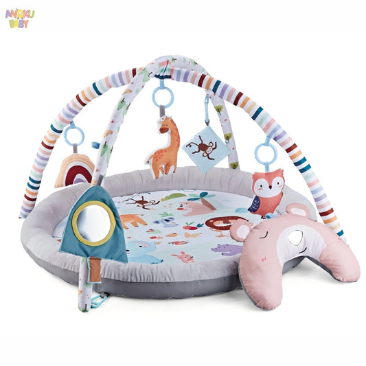 tapis d'éveil pliable bleu girafe hibou