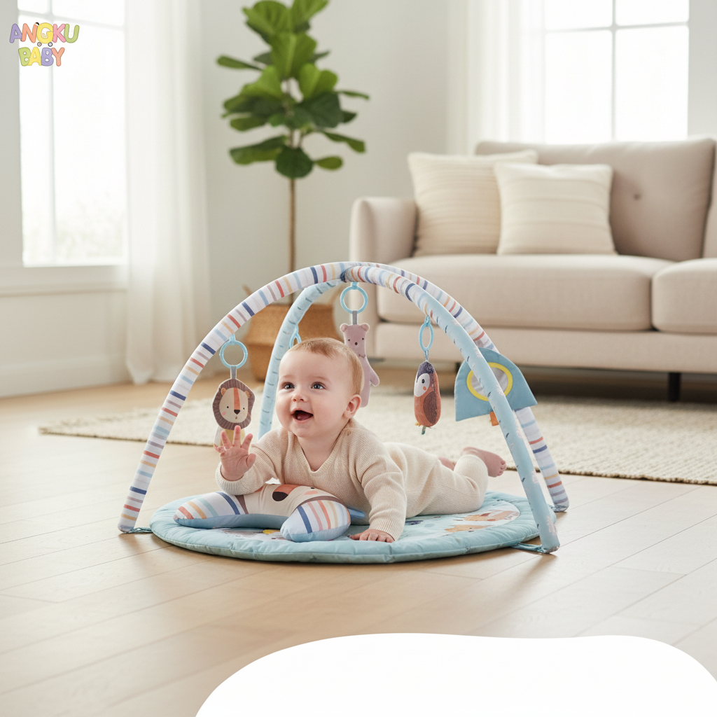 tapis d'éveil pliable bleu ourson