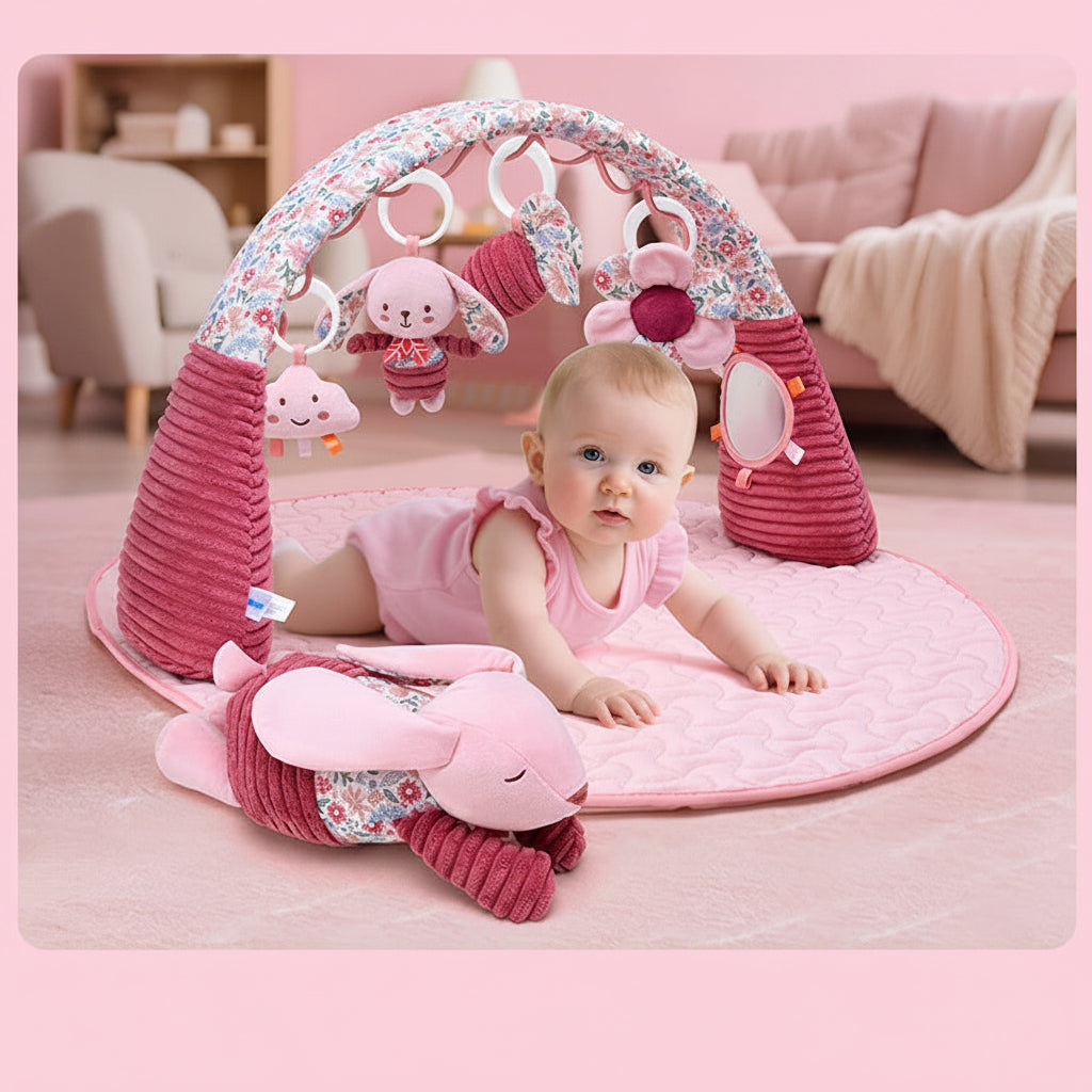 tapis d'éveil rose bébé joue