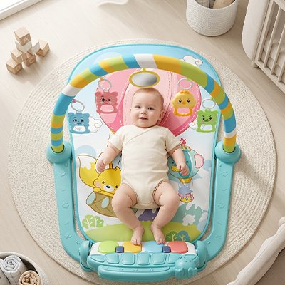 Tapis eveil bebe couchant sur le dos