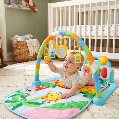 Tapis eveil bebe heureux avec jouet