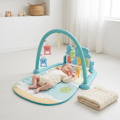 Tapis eveil bebe turquoise bébé fait une sieste
