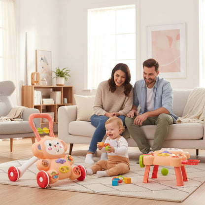 trotteur bébé fille oursons orange enfant joyeux