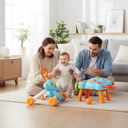 trotteur bébé garçon joue avec jouet