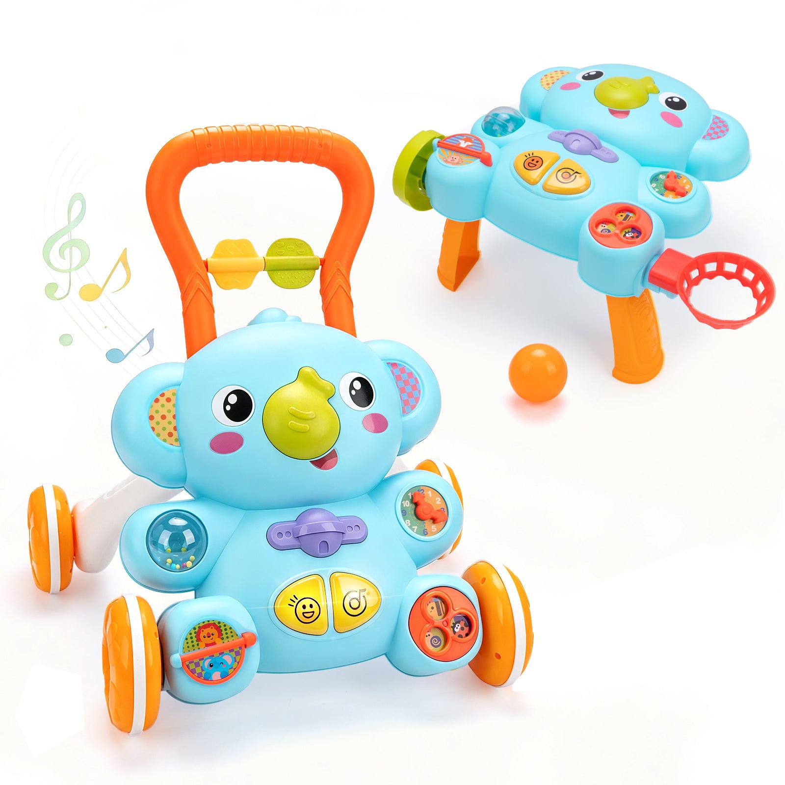 trotteur bébé garçon oursons bleu orange