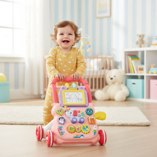 trotteur bébé rose enfant semble joyeux