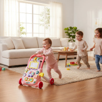 trotteur bébé rose rouge