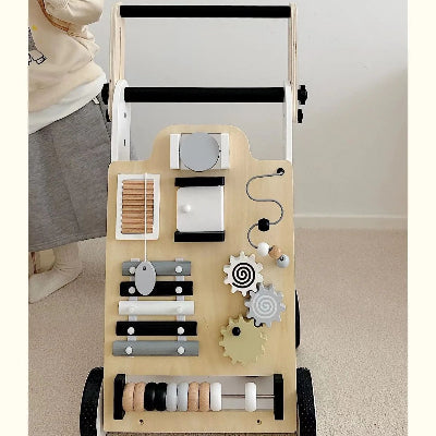 trotteur pour bébé noir blanc installer